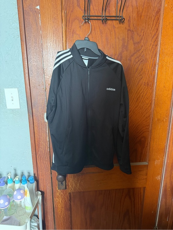 adidas Jackets & Blazers - adidas Black Track-Style Jacket with White 3-Stripes
